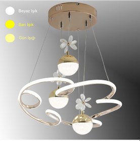 Resim Tt322-3tpl-fsr Tt Ayd. Bulut Fransız Sarıkaplama 3 Renk Led Avize Rosegold 