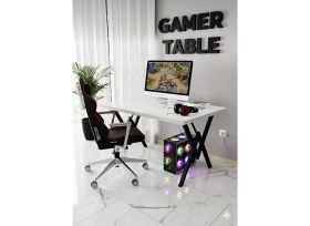 Resim Modülare Profesyonel Oyuncu Masası Siyah Bilgisayar Çalışma Masası 120 cm Gamer Table 