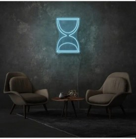 Resim Kum Saati Figürlü Neon Tabela Turkuaz 