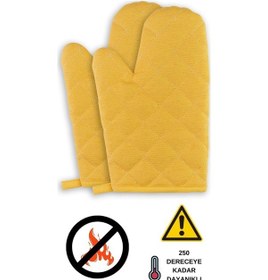 Resim Yanmaz Ve Isıya Dayanıklı Fırın Eldiveni 2 Eldiven Sarı 