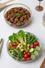 Resim Selen Concept Simge Model Büyük Boy El Yapımı Cam Salata Kasesi 2'li Set 