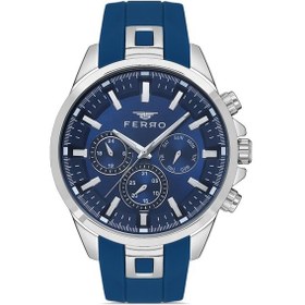 Resim Ferro Fm11379dwt-l3 Quartz Silikon Lacivert 46 Mm Erkek Kol Saati 