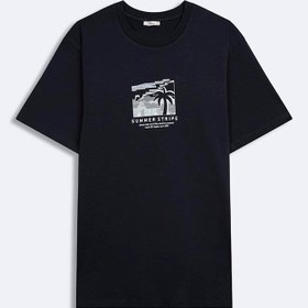 Resim LTB SEZONO Erkek Sıfır Yaka Kısa Kol Regular Siyah T-Shirt 1225841796089 