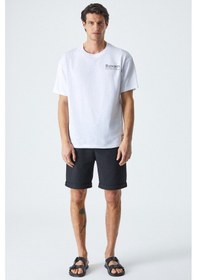 Resim Grimelange ARDIAN Erkek Comfort Fit Cepli Kordonlu Lastikli Bel Siyah Şort & Bermuda 