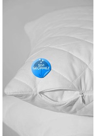 Resim 1'li Mikrofiber Sıvı Geçirmez Yastık Alezi Fermuarlı 50x70 Cm Beyaz 