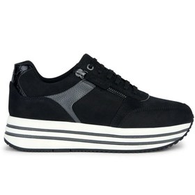 Resim Geox Kadın Siyah Kency Kalın Tabanlı Bağcıklı Deri Sneaker D36qha0767bc9b1g 