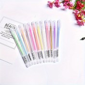 Resim 12 adet 0.6mm Renkli Sanat Vurgulayıcı Jel Kalem seti, 1 adet 