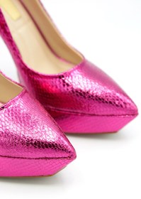Resim lescarpe Kadın Parlak Saten Platform Topuklu Ayakkabı 