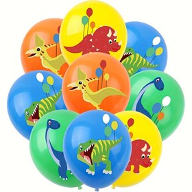 Resim Renkli Dinozor Lateks Balonlar, 8/20 adet Dinozor Parti Süsleme Balonu Duş Doğum Günü Dino Orman Jura Partisi Dekorasyon Malzemeleri 