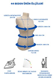 Resim Manken İstanbul Yüksek Kalite 44 Beden Keten Kumaş Full Iğne Batabilen Terzi Mankeni Prova Mankeni 