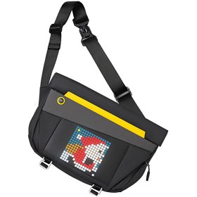 Resim Divoom Pixoo Slingbag-V Ledli Ekran APP Kontrollü Su Geçirmez Siyah Postacı Çantası 