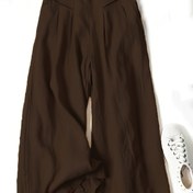 Resim Kadınların Yeşil Bol Kesim Rahat Pantolonları - Cebi Olan Elastik Bel, Bağcıklı, Geniş Bacaklı Tasarım, Bahar ve Yaz Konforu, Tüm Mevsimler İçin Uygun, Rahat Giyim | Elastik Bel Pantolonları | Pürüzsüz Dokulu 