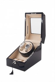 Resim STAND MARKET Otomatik Saat Kurma Kutusu 2 3 Bw Piano Black Kaplama Led Işık Sistemli 