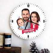 Resim Kız Çocuklu Mükemmel Aile Karikatürlü Duvar Saati 