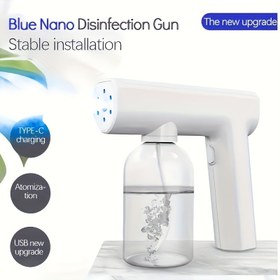 Resim 1 adet 300ml elektrikli nano temizleyici - Kablosuz sprey temizleyici, mavi ışık buhar atomizer, şarj edilebilir atomizer, nemlendirici, hava aroması dumanı, aroma difüzörü 