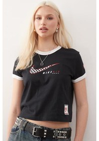 Resim Nike Air Zoom Club Ss Tee Moto Rgr Womens Black Tshirt Kısa Kollu Kadın Tişört Siyah 