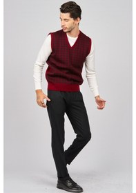 Resim Pave Erkek Desenli Yünlü Süveter 4539011 Bordo-Bordo 