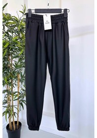 Resim Kahijab Lastik Detay Deri Jogger Pantolon - Siyah Siyah 