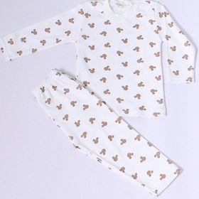 Resim Hçm Bebek Pamuk Pijama Takımı Tenkli Baskılı Bisiklet Yaka A2 Kahverengi 