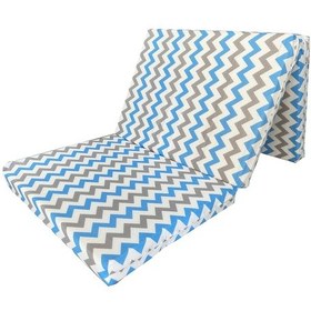Resim Katlanır Yer Yatağı 8 Cm Kalın Sünger Yatak 80x180x8 Cm-mavi Gri Zikzak 