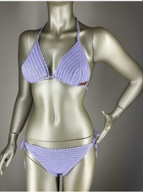 Resim İvita Lila Dantel Detaylı Çok Tarz El Yapımı Tığ Örgüsü Bikini 