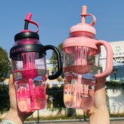 Resim 40.5oz Büyük Kapasiteli Su Şişesi Pipetli - Dayanıklı PC Malzeme, Toz Kapak, Tutma Sapı, Kampüs ve Spor Kullanımı İçin İdeal, Erkekler ve Kadınlar İçin Uygun, Spor Hidrasyon Takviyesi | Eğlenceli Tasarım | Güvenli Kapak 