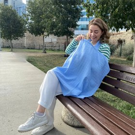 Resim Sonsuz Mavi Pamuk Müslin Emzirme Önlüğü 