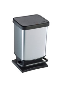 Resim Rotho Paso Pedallı Çöp Kutusu Metalik Gri 20 L 
