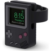 Resim Microsonic Apple Watch 7 41mm Masaüstü Şarj Standı Gameboy Siyah 