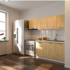 Resim Tdesigno Ipek Hazır Mutfak Dolabı 200 Cm Safir Meşe Tezgah Dahil Beyaz - Meşe 