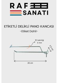 Resim Etiketli Delikli Pano Kancası 20 Cm 25 Adet Tel Askı Kancası Delikli Panel Raf Askısı Fon Kancası Etiketli Metalik 