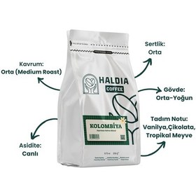 Resim Haldia Coffee Kolombiya Espresso Kahve Blend 250gr. Orta Kavrum Yoğun Gövde, Dengeli Tat French Press 