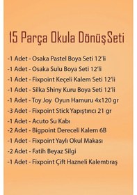 Resim Kreş Anasınıfı Anaokulu Okul Kırtasiye Seti Okula Dönüş Seti 15 Parça Okul Seti 