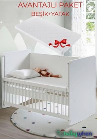 Resim Babywhen BW1070 Sallanan Anne Yanı Kademeli Bebek Beşik - Yatak Dahil 60x120 