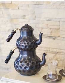 Resim Bakır Çaydanlık Gamzeli Model Oksitli Renk Oksitli Bakır 