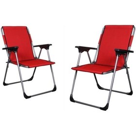 Resim Alin Metal 2'li Katlanır Kamp Ve Piknik Sandalyesi Kirmizi Kırmızı 