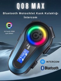 Resim Wearfitpro Q08 Max Rgb Işık Efektli İntercom Bluetooth Motosiklet Kask Kulaklığı İntercom Kulaklık 