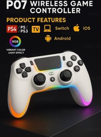 Resim Voltico P07 Kablosuz RGB Oyun Kolu – PS4/PS3, PC, TV, Switch, Android, iOS Uyumlu 