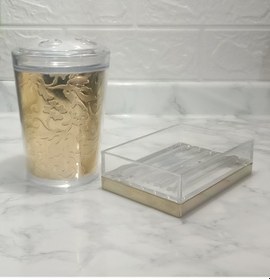 Resim Sıa Diş Fırçalık Ve Sabunluk 2 Li Banyo Seti.Altın Yapr . Altın 