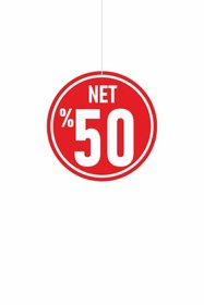 Resim cicigünler Net Yüzde Elli İndirim Yazılı Mağaza Dönkartı 