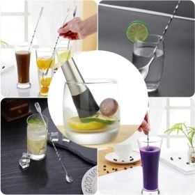 Resim Gusion Meyve Ezici Tokmak Paslanmaz Çelik Mojito Kokteyl Limonata Detoks Oluklu Kaymaz Yüzey 