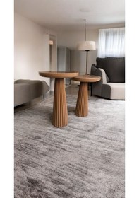 Resim Wood Wooden Ahşap Kahverengi Renk 2'li Set Mantar Yan Sehpa Fiskos Çiçeklik Decorative Kahverengi 