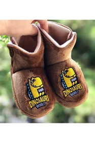 Resim Pandalina çocuk panduf dinazor figürlü Cırt Cırtlı Kaydırmaz Taban Anaokulu Kreş Ev Ayakkabısı 