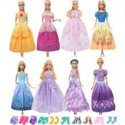 Resim 9 adet rastgele seçilmiş 11.5 inç kız bebek kıyafeti, 4 adet rastgele seçilmiş masal prensesi elbisesi ve 5 adet rastgele seçilmiş ayakkabı çifti içerir. Bebekinizi yırtın ve yırtın, mükemmel bir Noel Partisi veya Doğum Günü Hediyesi olarak, bebek dahil değildir. 