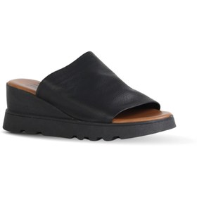 Resim Bueno Shoes Siyah Khv Deri Kadın Dolgu Topuklu Terlik 01wy8605 