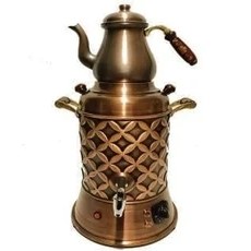 Resim Anka Elektrikli 2 Demlikli Bakır Semaver 