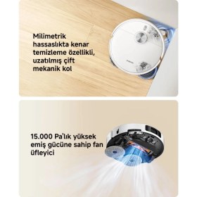 Resim Xiaomi 15.000PA Yüksek Emiş Güçlü Çift Döner Paspaslı Robot Süpürge, Extra Kenar Temizleme Fonksiyonlu Yeni Nesil Teknolojili 