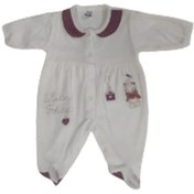 Resim Kız Bebek Tulum Beyaz Kadife Yakası Kırmızı Vinter Yazılı Beyaz - Kırmızı 