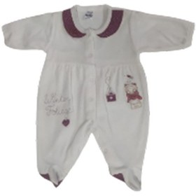 Resim Kız Bebek Tulum Beyaz Kadife Yakası Kırmızı Vinter Yazılı Beyaz - Kırmızı 