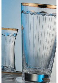 Resim Kcd Zerafet Altın Kesme El Dekor Yaldızlı 6 Adet Desenli Su Ve Meşrubat Bardak Takımı 